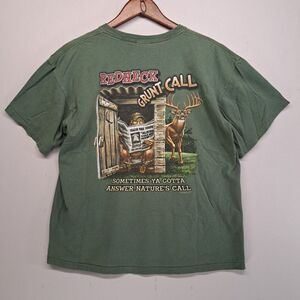 Redneck Grunt Call T Shirt Large Buckwear Nature's Call Hunting Graphic Green